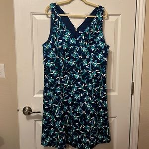 Draper James Floral dress, size 18, navy with blue, green and white.